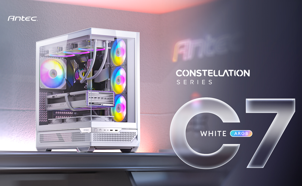 Antec C7 ARGB White, RTX 40 GPU Support, 4 x 120mm ARGB PWM Fans